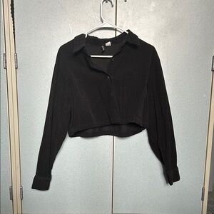 Black cropped corduroy jacket
